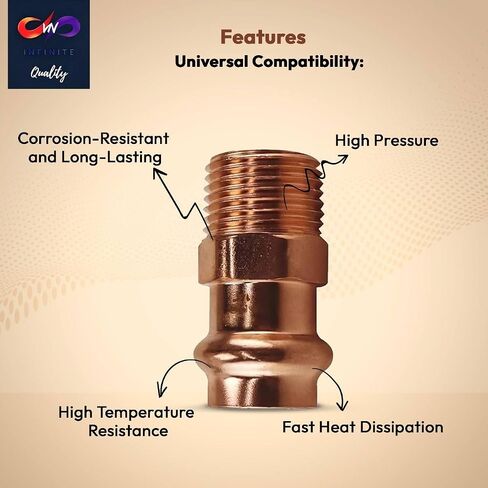 ProPress Fittings 3/4 inch Male Adapter - Pressure Copper Fitting P x Male NPT - Connection for Residential, Commercial - Durable, Reliable (Pack of 10) in Saudi Arabia