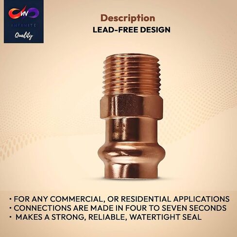 ProPress Fittings 3/4 inch Male Adapter - Pressure Copper Fitting P x Male NPT - Connection for Residential, Commercial - Durable, Reliable (Pack of 10) in Saudi Arabia