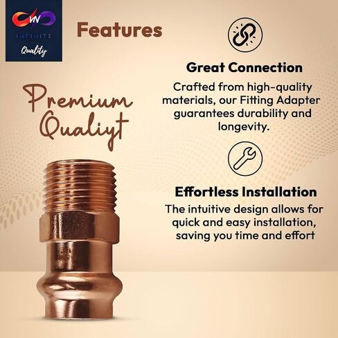 ProPress Fittings 3/4 inch Male Adapter - Pressure Copper Fitting P x Male NPT - Connection for Residential, Commercial - Durable, Reliable (Pack of 10) in Saudi Arabia