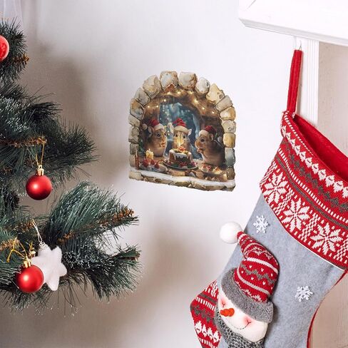 4 Sheets Christmas Realistic 3D Mouse Hole Wall Decals Cute Mouse in Hole Wall Stickers Removable Funny Mouse Hole Wall Stickers for Wall,Home,Kids Room, Living Room, Bedroom,Nursery Decor in Saudi Arabia