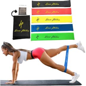 Honor Athletics - Resistance Loop Bands Set - Exercise, Fitness & Workout - 5 Bands Loop Set. Stretch Bands, Pilates, Strength & Endurance Training, & Bonus: Honor Athletics Bag, Mini Workout Manual