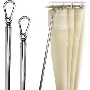 36 inch (4 Pack) Stainless Steel Iron Curtain Pull Wand - Drapery Pull Rod - Verstaile Curtain Wand - Strong Curtain Pull Rod - Metal Drapery Wand (36in SS 4Pk)