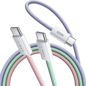 LISEN USBC to USBC Cable for iPhone 15 Plus Pro Max, MacBook Pro 2020, MacBook Air, [5-Pack 3.3FT] 60W iPad Charging Cable for iPad Pro/Air/Mini, Android Charging Cable for Samsung S23, LG, Google