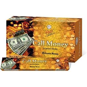 Flute Call Money Incense Sticks - Rectangle Pack of 180 Grams - Warm Spiced Fragrance to Attract Abundance, Wealth Inflow, Prosperity