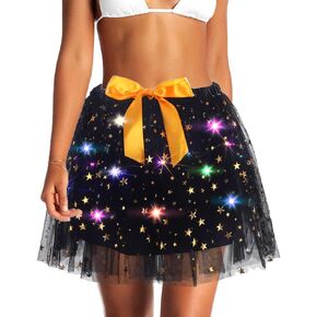 Women Light Up Tutu Skrit Led Tutus Sparkly Pumpkin Skirt Halloween Carnival Tutu Costume for Girls