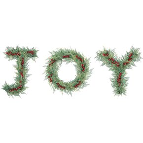 U'Artlines Christmas Wreath for Front Door Joy Christmas Sign with Red Berries and Pine Needle, Holiday Farmhouse Wreaths Joy Sign Christmas Decorations for Home Door Wall Window Indoor Outdoor