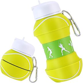 Kids Sports Collapsible Water Bottle | Ball Shaped Drinking Cup | Foldable BPA Free Leakproof Lightweight Silicon Jug | School Lunch Mug Team Gift Travel (American Football 600ml/20.3oz)