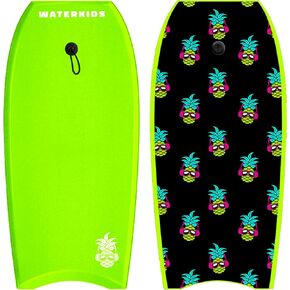 'Flying Pineapple' Kids Bodyboard 36" Body Board & Leash, Vibrant Graphics, Lightweight Soft Top Bodyboard, Foam Core, HDPE Slick Bottom & Included Wrist Leash, Great for Kids, Youth & Adult Surfers