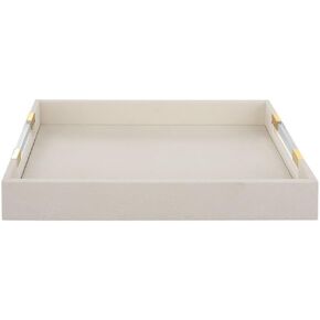 Wessex - Decorative Tray-2.63 Inches Tall and 19 Inches Wide-White Shagreen/Brass Finish
