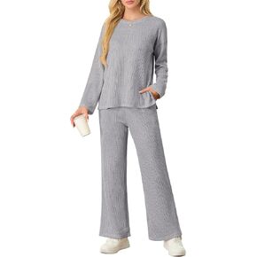 PrinStory Womens 2 Piece Lounge Set 2024 Fall Winter Sweater Sets Outfits Matching Set Loungewear
