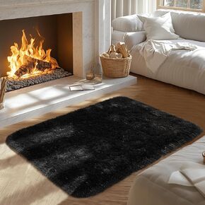 Zentavio Soft Area Rugs for Living Room Bedroom 4x6 Feet Fluffy Fuzzy Furry Shaggy Aesthetic Carpet Plush High Pile Floor Rug for Nursery Kids Room Dorm Home Decor Tie-Dyed Light Grey