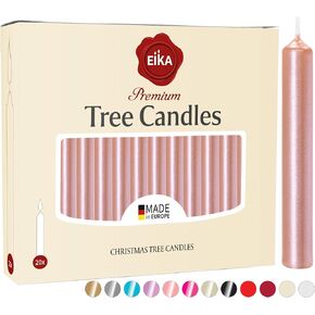 Eika Premium Christmas Tree Candles - Set of 20 Traditional Christmas Wax Candles for Pyramids, Carousels & Chimes - Made in Europe - Solid Colored - White