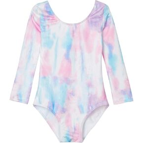 Domusgo Gymnastics Leotards for Girls Size 8 9 Years Old Multicolor Tie Dye One Piece Long Sleeve Durable Athletic Activewear