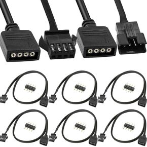 4-Pin RGB Extension Cable to 4-Pin Male/Female Adapter Cable Cord 12v for LED Strips, Computer Fans, Motherboards (0.98 Ft, 3 Male Wires, 3 Female Wires) with 6 pcs 4-Pin Male Pins in Kuwait