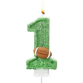 Football Number 10 Candle Green 10th Birthday Candles Football Birthday Number Ten Candles for Cake Football Cake Topper Cupcake Topper for 10 Year Old Boy Football Birthday Decorations Favors Supply