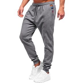 Loopory Men's Casual Pants Twill Elastic Drawstring Waist Tapered Chino Sweatpants-Anti-Wrinkle Fabric with Pockets