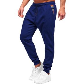 Loopory Men's Casual Pants Twill Elastic Drawstring Waist Tapered Chino Sweatpants-Anti-Wrinkle Fabric with Pockets