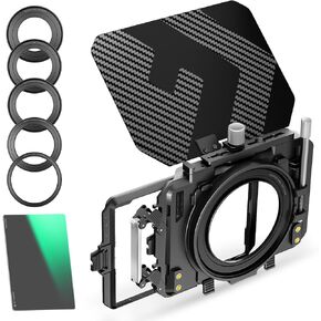 K&F Concept Mini Matte Box+ND8 Filter Kit, Carbon Fiber Top DSLR Matte Box with 2xFilters Trays, for 67/72/77/82/95mm Lenses, for 4x5.65 Filter/Circular Filter