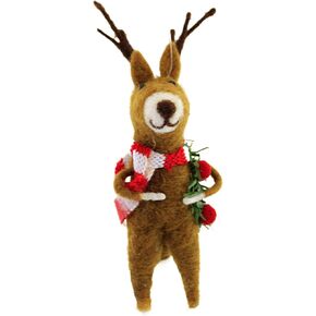 Primitives by Kathy Reindeer Ornament with Wreath