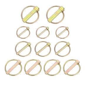 uxcell 12Pcs 4 Sizes (7/16" x1-3/4, 5/16" x1-3/4, 1/4" x1-3/4, 3/16" x1-7/16) Linch Pins with Ring Assortment Kit, Carbon Steel Zinc Plated Pins for Trucks, Tractors, Trolleys, Color Zinc