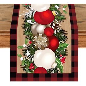 White Christmas Table Runner, Snowman Seasonal Winter Holiday Kitchen Dining Table Decoration for Home Party Decor 13 x 72 Inch