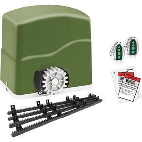 TOPENS RK700T Automatic Sliding Gate Opener Rack Drive Electric Gate Motor for Heavy Driveway Slide Gates Up to 1600 Pounds, Security Gate Operator AC Powered with Nylon Gear Rack and Remote Control