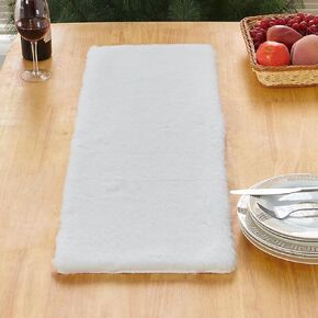 Table Runner, White Faux Fur Christmas Dinning Table Decoration for Winter Home Holiday Party, Dresser, Birthday, Xmas, Thanksgiving, Wedding Table Decor Runners (11.8x47.2 inch)