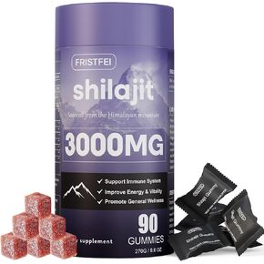 Pure Himalayan Shilajit Gummies for Men & Women - 100% Natural & Organic | 85+ Trace Minerals & Fulvic Acid | 90 Count | Individually Packaged