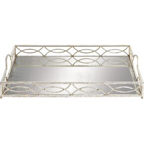 Deco 79 Metal Mirrored Tray, 25" x 15" x 5", Silver