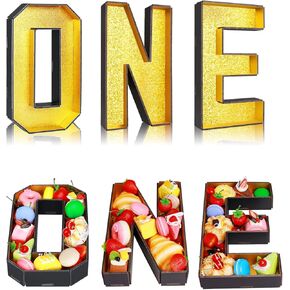 14.2" Charcuterie Board Letters, 3PCS Larger Cardboard Letters Fillable for Snack Food Cake Cookies Fruit Salad for 1st Birthday Anniversary Baby Shower Party Food Trays