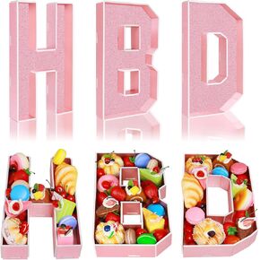 14.2" Charcuterie Board Letters, 3PCS Larger Cardboard Letters Fillable for Snack Food Cake Cookies Fruit Salad for 1st Birthday Anniversary Baby Shower Party Food Trays