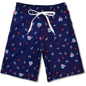 Boy's Quick Dry Swim Trunks Beach Shorts with Mesh Lining