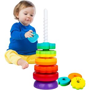 لعبة التراص الدوارة التعليمية المطورة، لعبة حلقات التراص للأطفال، ألعاب تعليمية للأطفال الصغار من مونتيسوري لعمر 1+ سنة، ألعاب حسية للأطفال، هدية للأطفال البنات والأولاد بعمر 12 شهرًا فما فوق in Kuwait