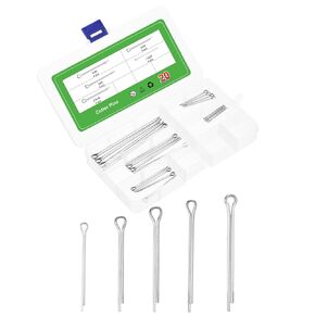uxcell 20Pcs 5 Sizes 304 Stainless Steel Cotter Pin Split Pin Assortment Kit, Split Cotter Fastener Clips for Household Appliances, Sports Equipment, Car Mechanics Repair (Silver)