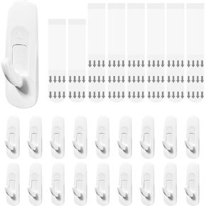 Large Utility Hooks 20 Hooks + 22 Adhesive Strips,Damage Free Hanging Wall Hooks with Adhesive Strips,No Tools Adhesive Hooks for Coat, Door,Key Holder,Christmas Decorations (Holds up to 5 lb)