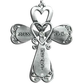 BANBERRY DESIGNS Bless Your Heart Cross - Show Appreciation for Acts of Thoughtfulness and Kindness at Home, School, or in the Community - 3.5"H x 2.25"W