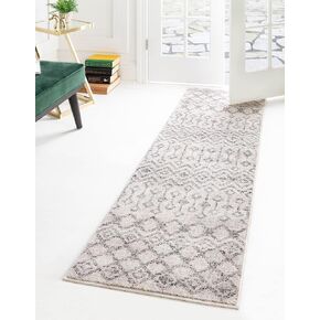 Unique Loom Eco Trellis Collection Area Rug - Native (Runner 2' 7" x 12' 0", Ivory/Gray)