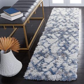 Safavieh Horizon Shag Collection Area Rug - 5' Round, Ivory & Gold, Modern Abstract Design, Non-Shedding & Easy Care, 2-inch Thick Ideal for High Traffic Areas in Living Room, Bedroom (HZN894D)