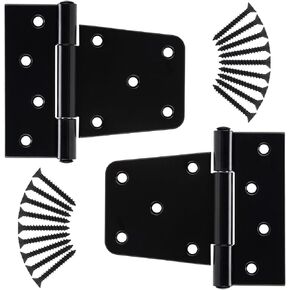 3.5 Inch Heavy Duty Gate Hinges Fence Door Hinges Durable Black Gate Strap Hinge for Indoor Outdoor, Gate Hardware Kit for Shed,Wooden Fences,Vinyl Fence Gate,Barn Door,Garage,2 Pack