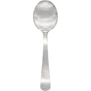 Party Essentials Disposable Plastic Cutlery/Heavy-Duty Flatware/Silverware for All Events, 50-Count, Shiny Silver Soup Spoons