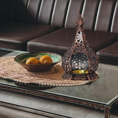 Christmas Decorative Lantern,Handcrafted Metal Candle,Rustic Retro Bronze Candleholder,Modern Candlestick,Boho Party Fall Candlestick,Living Room,Office,Kitchen,Vintage Wedding,5.1 * 5.1 * 8.4in in Saudi Arabia