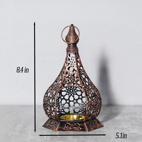 Christmas Decorative Lantern,Handcrafted Metal Candle,Rustic Retro Bronze Candleholder,Modern Candlestick,Boho Party Fall Candlestick,Living Room,Office,Kitchen,Vintage Wedding,5.1 * 5.1 * 8.4in in Saudi Arabia