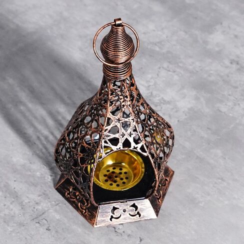 Christmas Decorative Lantern,Handcrafted Metal Candle,Rustic Retro Bronze Candleholder,Modern Candlestick,Boho Party Fall Candlestick,Living Room,Office,Kitchen,Vintage Wedding,5.1 * 5.1 * 8.4in in Saudi Arabia
