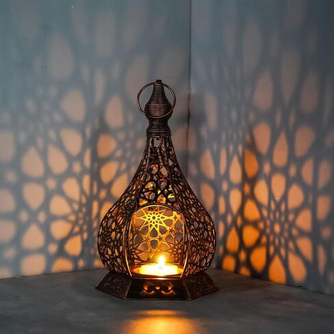 Christmas Decorative Lantern,Handcrafted Metal Candle,Rustic Retro Bronze Candleholder,Modern Candlestick,Boho Party Fall Candlestick,Living Room,Office,Kitchen,Vintage Wedding,5.1 * 5.1 * 8.4in in Saudi Arabia