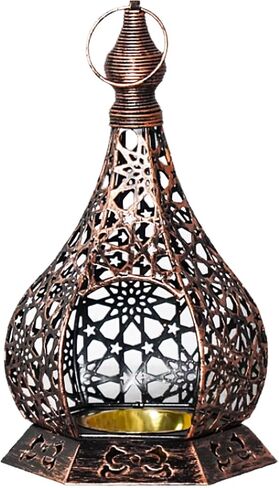 Christmas Decorative Lantern,Handcrafted Metal Candle,Rustic Retro Bronze Candleholder,Modern Candlestick,Boho Party Fall Candlestick,Living Room,Office,Kitchen,Vintage Wedding,5.1 * 5.1 * 8.4in in Saudi Arabia