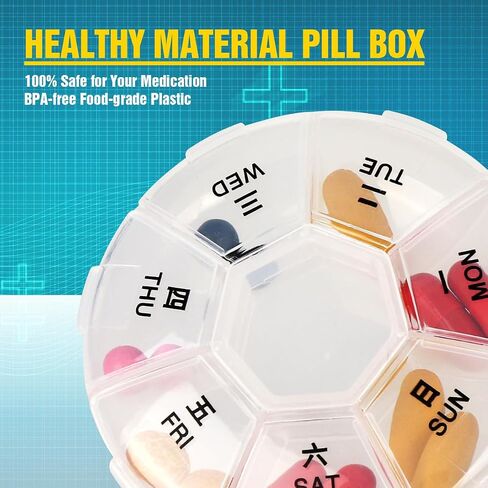 Weekly Pill Organizer, Pill Box 7 Day, Daily Pill Case, Portable Travel Pocket Pharmacy, Small Pill Container to Hold Medicine, Vitamin and Supplement(Blue) in Saudi Arabia