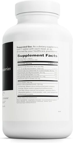 DAVINCI Labs Poten-C - يدعم وظيفة الجهاز المناعي وصحة الكولاجين* - فيتامين C والكالسيوم والمغنيسيوم والزنك والبوتاسيوم والمنجنيز والبيوفلافونويد - نباتي - خالي من الغلوتين - 250 قرصًا in Kuwait