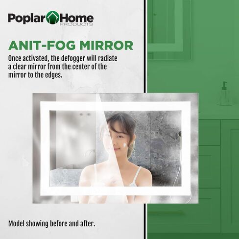 LED Vanity Bathroom Mirror 40 x 24 in. Wall Mounted, Dimmable, Lighted, Anti-Fog Mirror – Modern, Frameless Design in Saudi Arabia