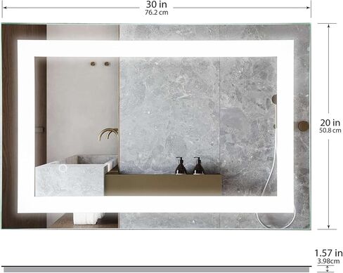 LED Vanity Bathroom Mirror 40 x 24 in. Wall Mounted, Dimmable, Lighted, Anti-Fog Mirror – Modern, Frameless Design in Saudi Arabia