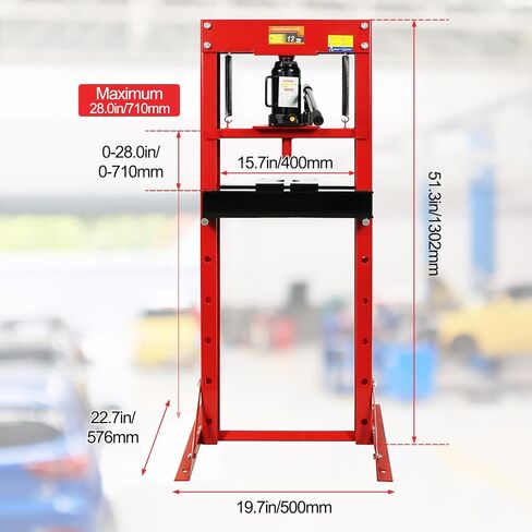 6T Hydraulic Press, 6 Ton H-Frame Garage Floor Hydraulic Benchtop Press Adjustable Hydraulic Shop Press with Plates,Red in Saudi Arabia
